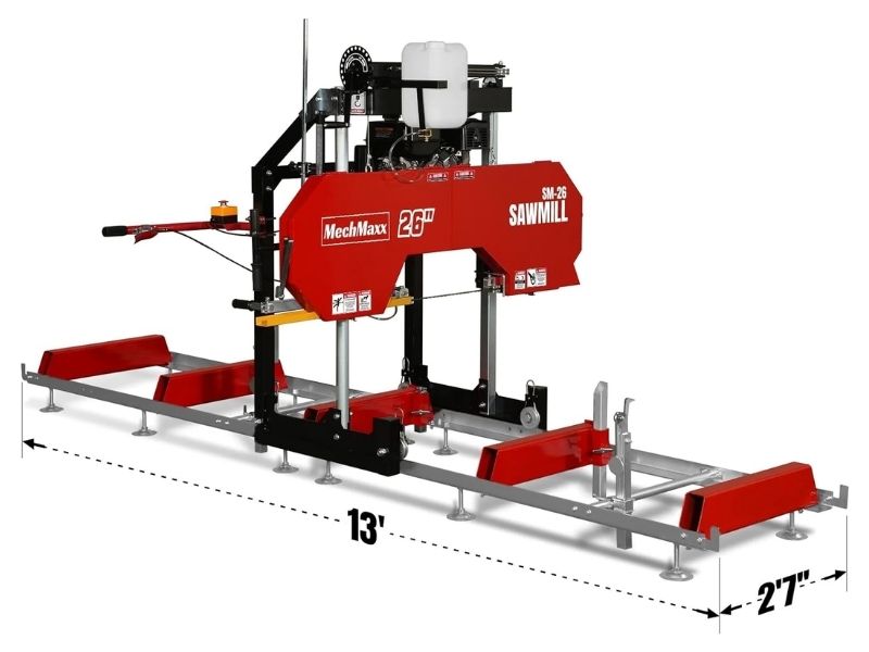 Aserradero portatil de 26" con motor a gasolina de 15 hp 420 CC MechMaxx SM26