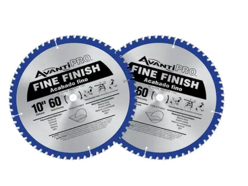 2 Discos de corte para madera acabado fino para sierra circular de 10" x 60 dientes Avanti Pro P106060PP