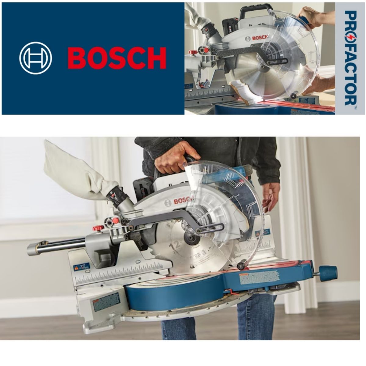 Sierra ingletadora inalámbrica deslizante de 12" y 18V doble bisel Bosch GCM18V-12SDN Profactor