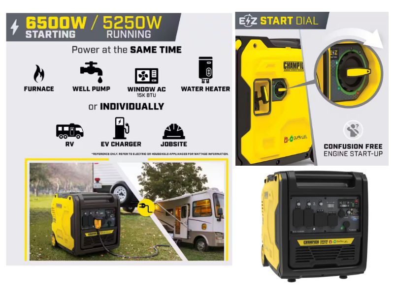 Generador inverter portatil dual gasolina/propano 6500 W Champion Power Equipment