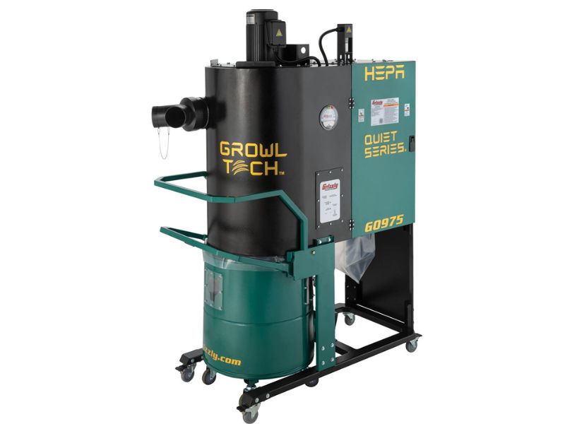 Colector de polvo ciclonico silencioso de 2 etapas 1-1/2 hp Growl-Tech Grizzly G0975