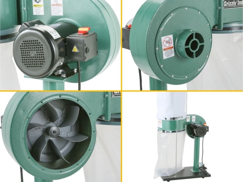 Sierra de mesa híbrida de 10" 2 HP G0771Z + Colector 1HP G8027 + Clavadora Neumatica Cal.18 W1774