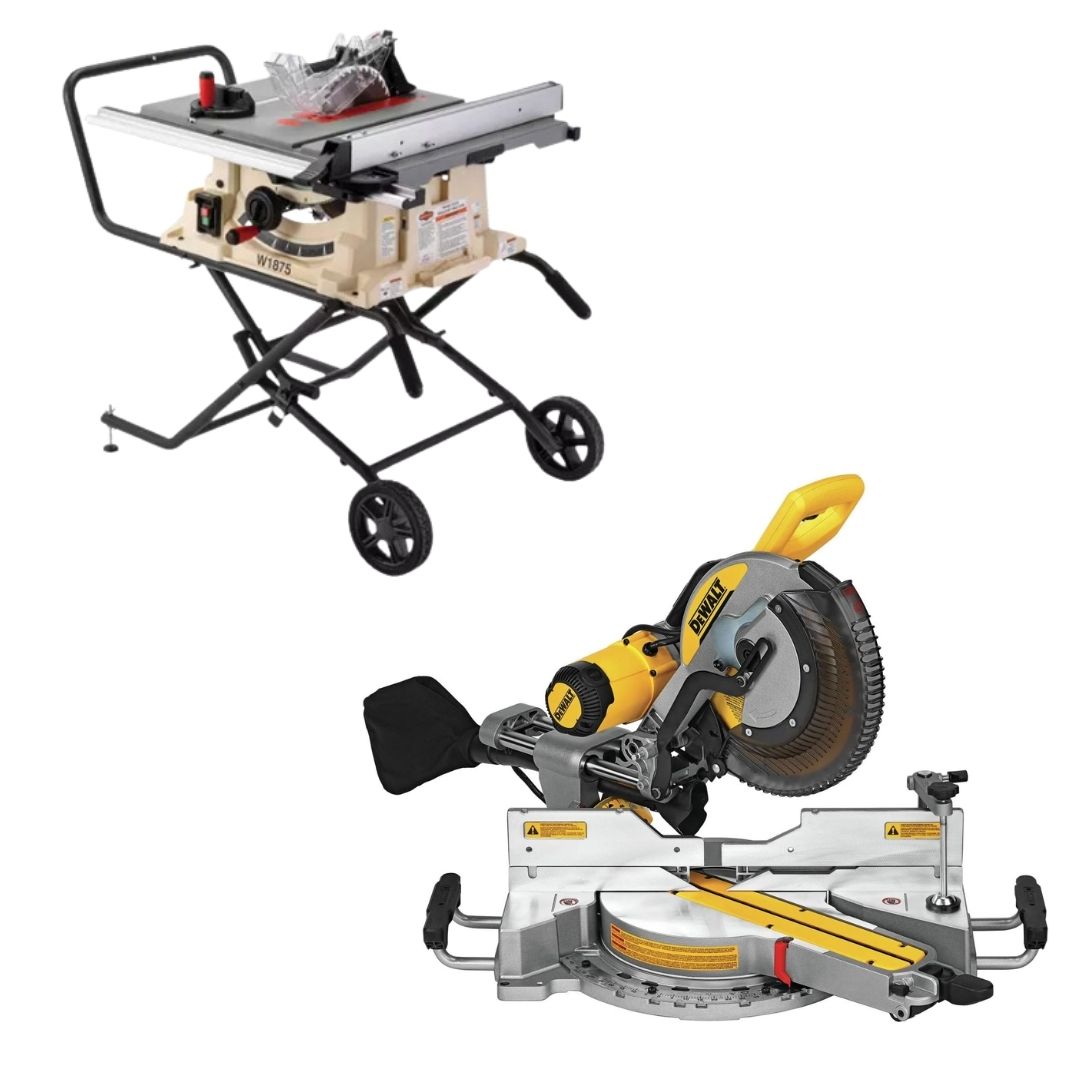 Sierra me mesa 10" y 2 hp Shop Fox W1875 + Sierra de Inglete de 12" doble bisel Dewalt DWS779