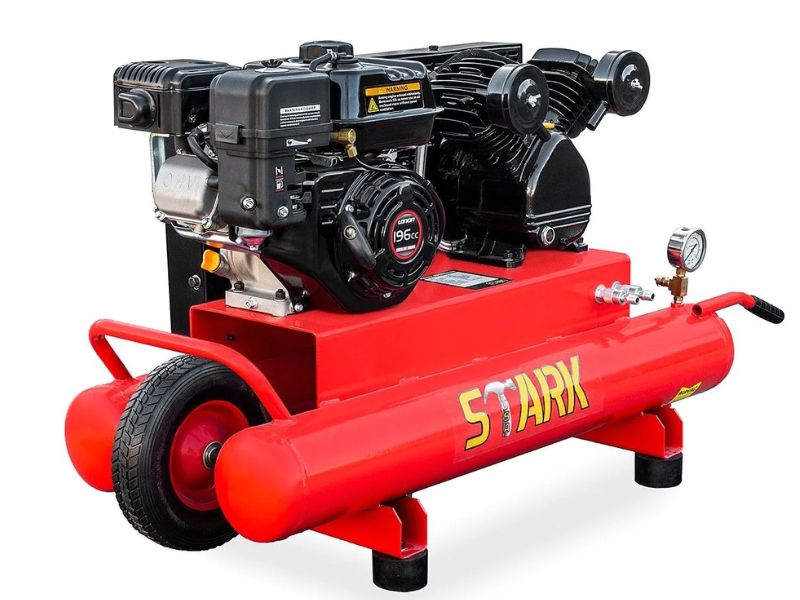 Compresor de aire tipo carretilla a gasolina de 10 galones y 6.5 HP con tanque doble 115 PSI Stark USA 65152