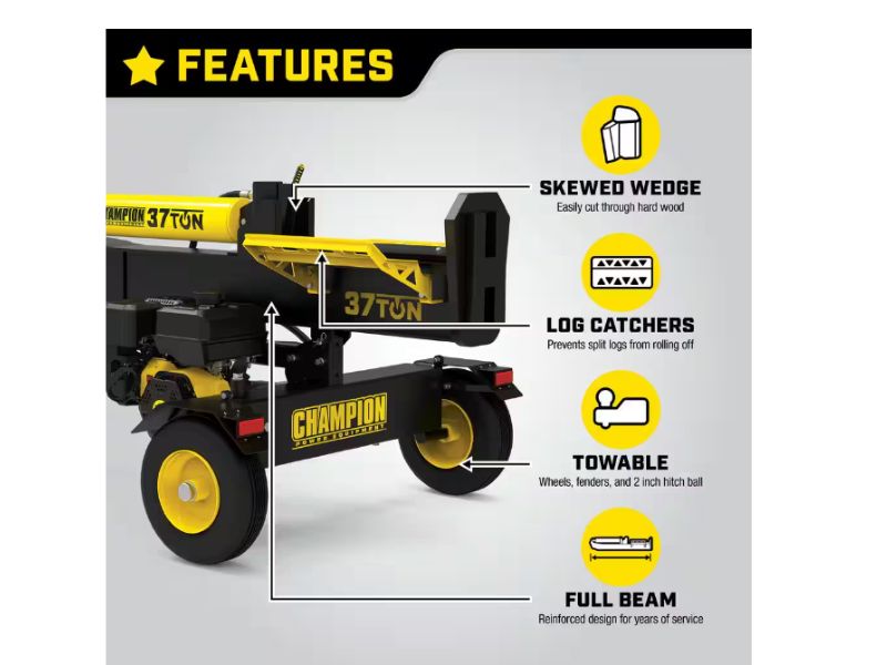 Cortadora de leña partidor de troncos de 37 Ton 338 cc vertical/horizontal Champion