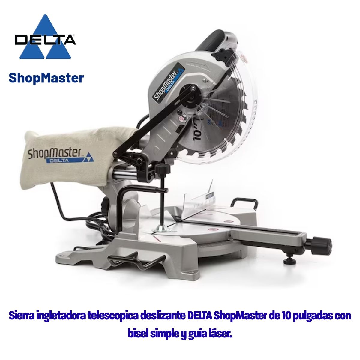 Sierra de inglete telescopica de 10" un bisel con guia laser Delta Shopmaster S26-263L
