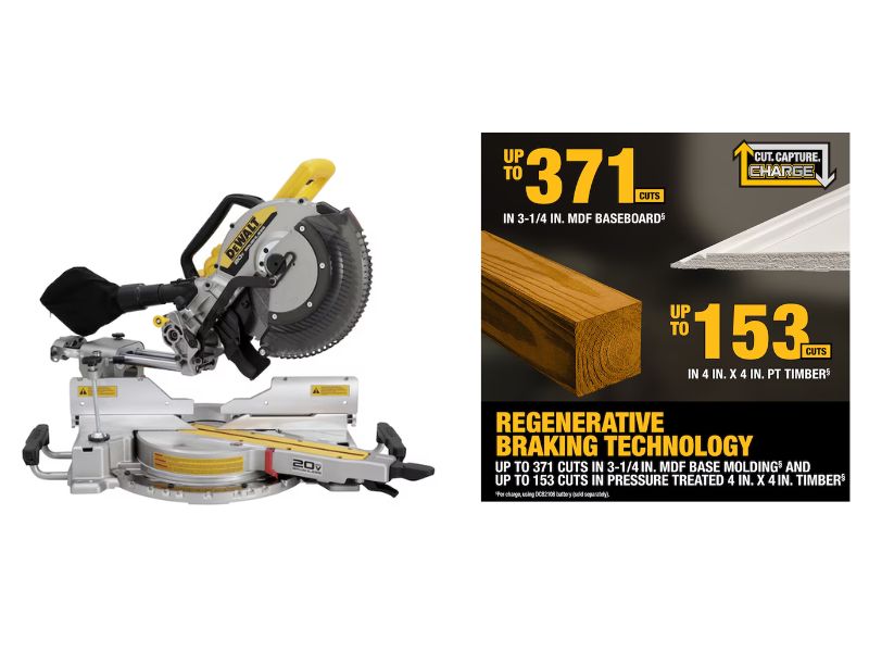 Sierra de inglete de doble bisel telescopica inhalambrica de 12" incluye cargador y pila Dewalt DCS785B