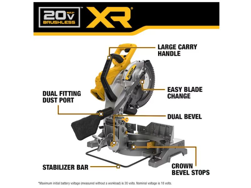 Sierra de inglete inhalambrica de doble bisel 20 V XR sin escobillas Dewalt DCS714B