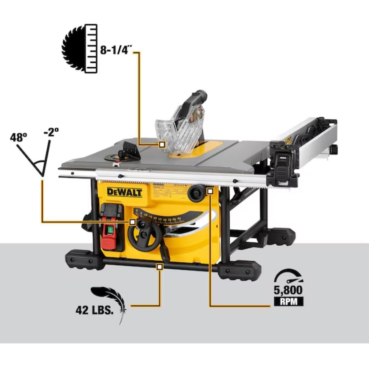 Sierra de mesa portatil de 8-1/4" Dewalt DWE7485 + 2 discos OA-BRES de 40 y 60 dientes