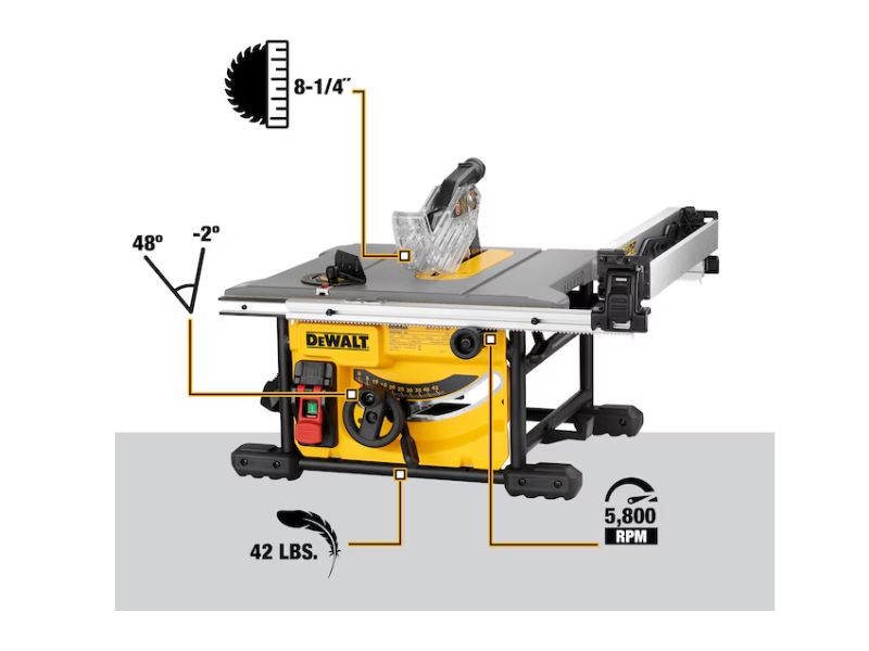 Sierra de mesa portatil de 8 1/4" y 15 Amp Dewalt DWE7485