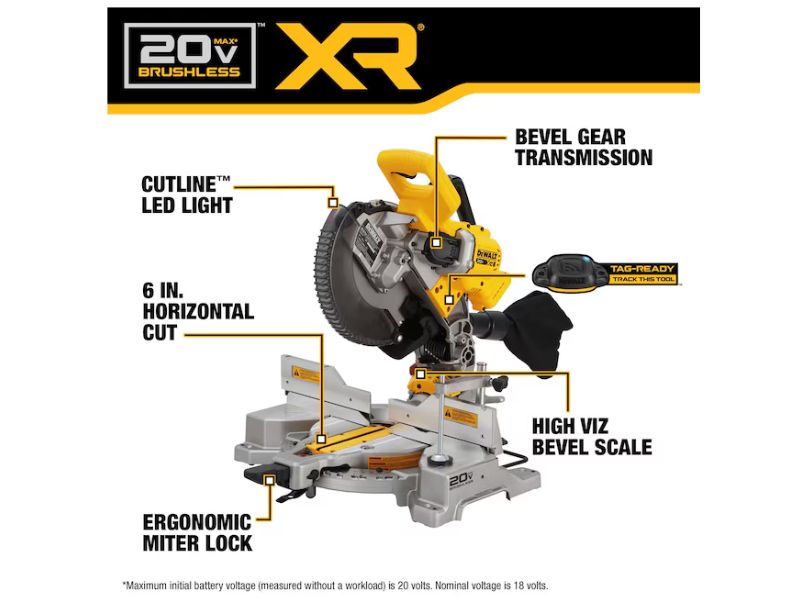 Sierra de inglete inhalambrica de doble bisel 20 V XR sin escobillas Dewalt DCS714B