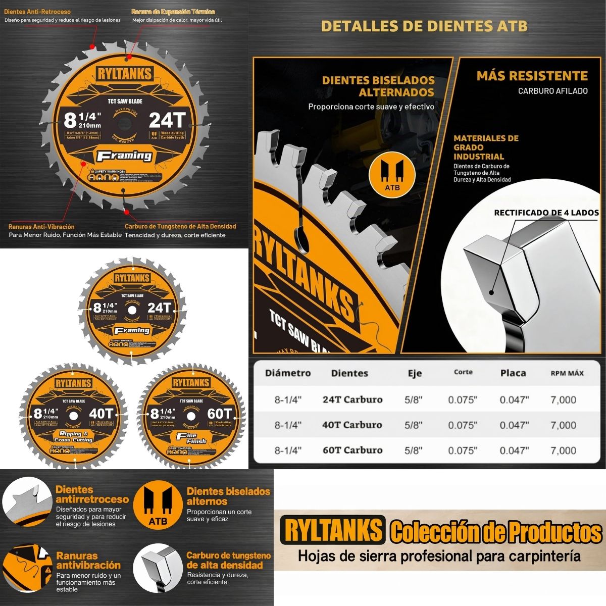 Sierra de mesa compacta 8-1/4 Dewalt Dwe7485 + 3 Discos Extra