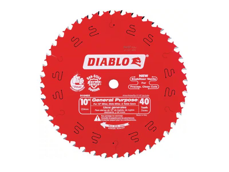 Diablo paquete de 2 discos de corte para sierra circular de 10" x 40 dientes Diablo D104040VP