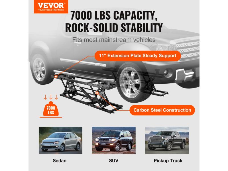 Elevador de autos rampa automotriz portátil con capacidad de 7000 lbs - 3000 kg Vevor JT-7000