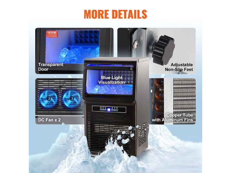 Máquina de hielo comercial de 32 kg/día - 70 lbs/24 hrs Vevor KJ-AT25F