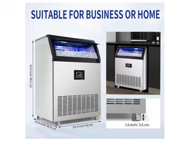 Máquina de hielo comercial de 250 lb/24h con almacenamiento de 77 lbs Velivi