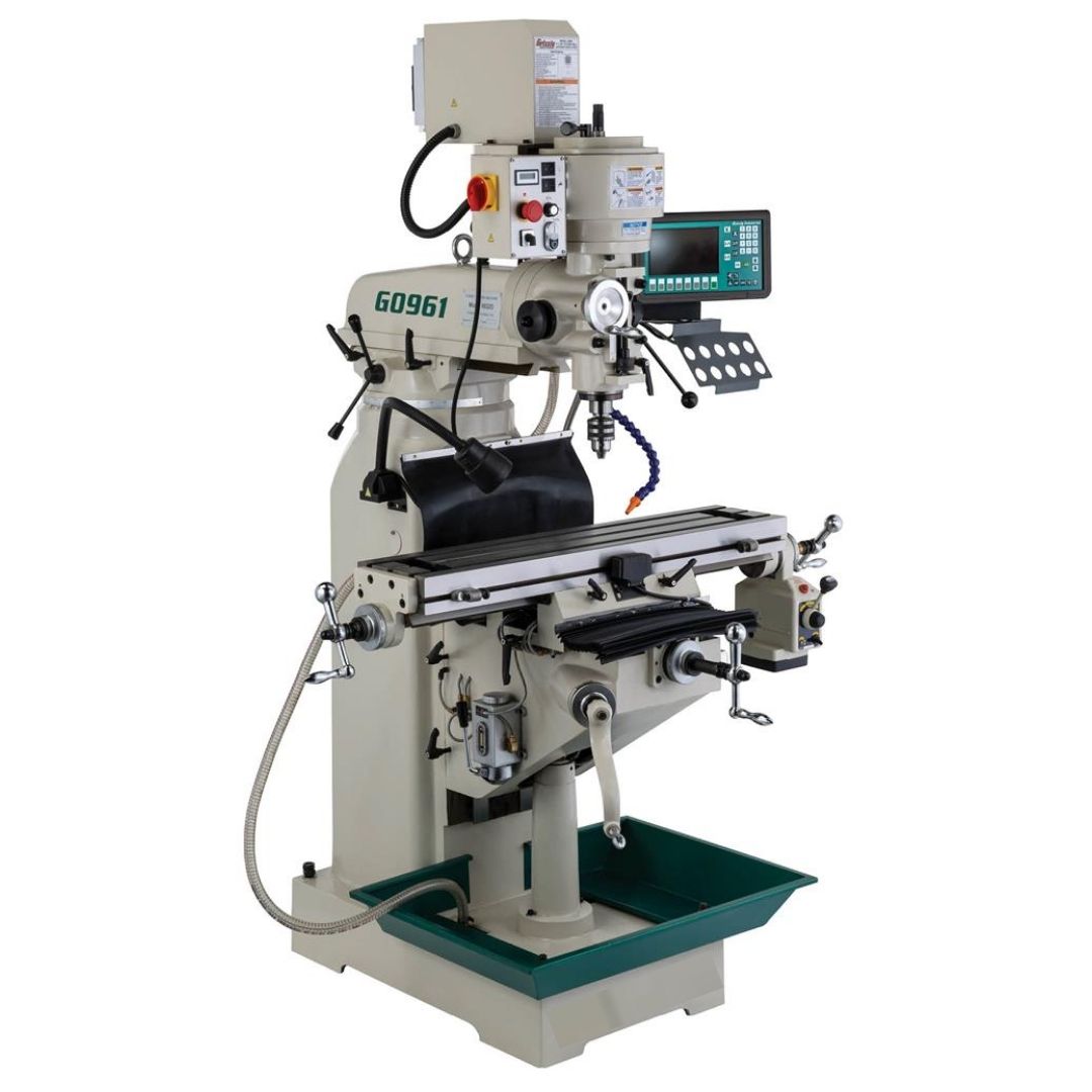 Fresadora de rodilla de velocidad variable de 8" x 36" con avance motorizado y visualizador digital de coordenadas (DRO) Grizzly G0961