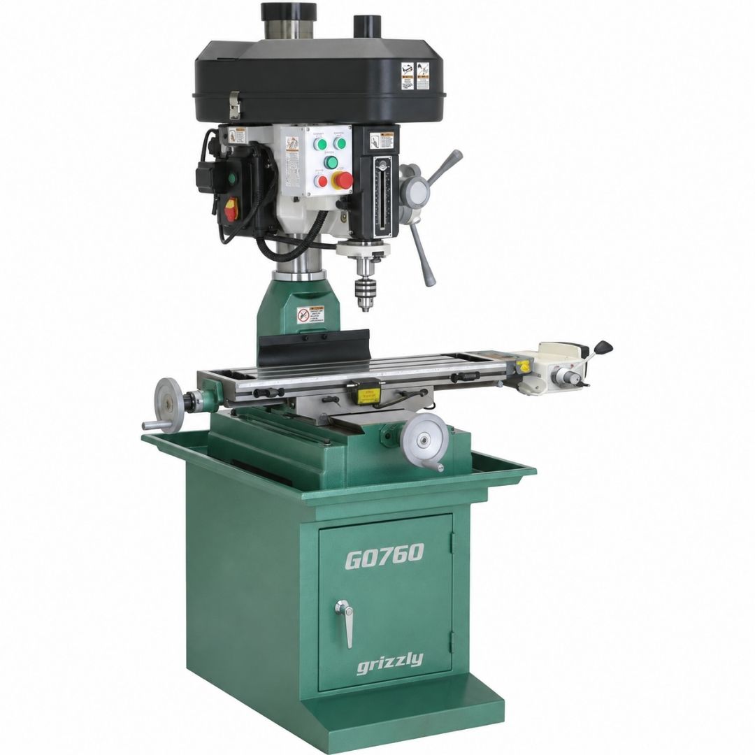 Fresadora/taladro de 8" x 29" y 2 HP con soporte y avance automático Grizzly G0760
