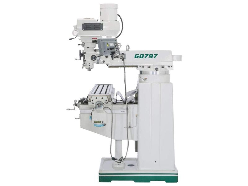 Fresadora vertical de 10" x 50" y 3 HP de velocidad variable con alimentación eléctrica y lectura digital DRO Grizzly G0797