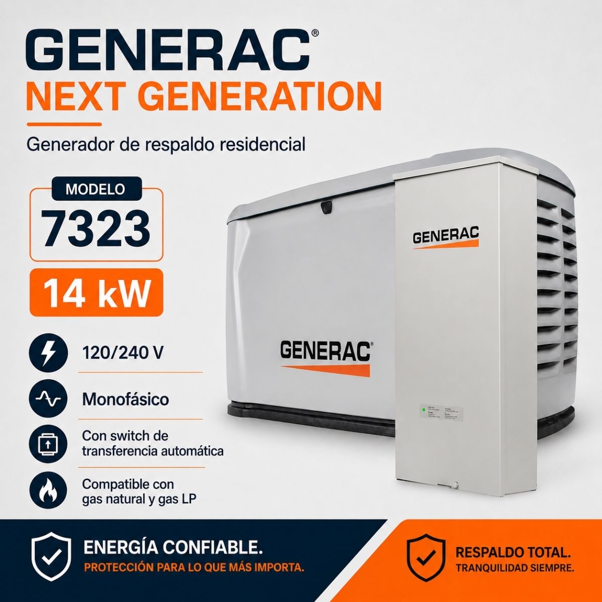 Generador de reserva para el hogar Generac Next Generation de 14000 W / 14 KW Generac 7323