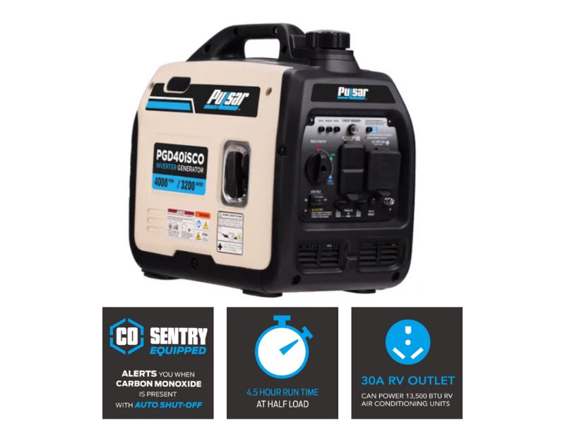 Generador inverter portatil a gasolina de 4000 watts Pulsar PGD40ISCO