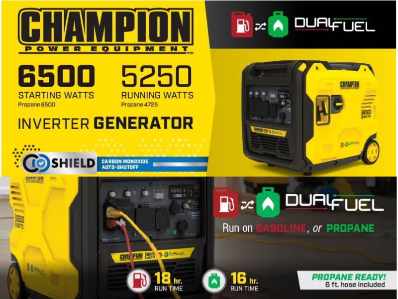 Generador inverter portatil dual gasolina/propano 6500 W Champion Power Equipment