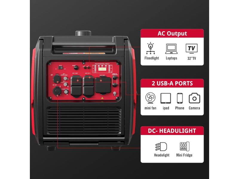 Generador inverter portátil silencioso a gasolina de 4800 Watts Power Smart