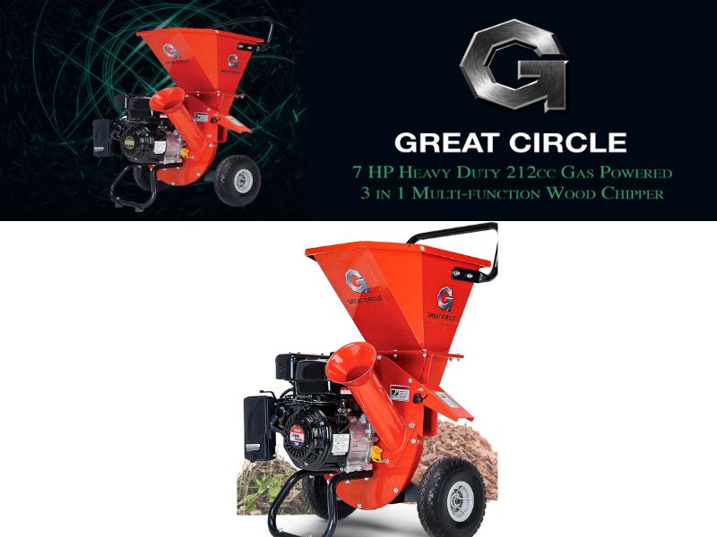 Trituradora de madera astillas ramas de servicio pesado de 7 HP 212 cc GreatCircleUSA LCE01