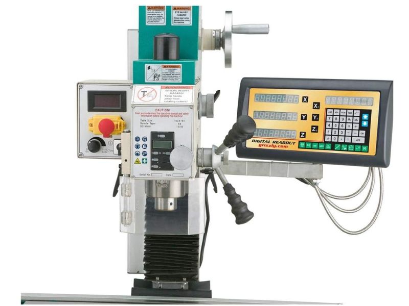 Taladro fresadora de 7" x 27" y 1 HP con soporte y lectura digital DRO Grizzly G0759