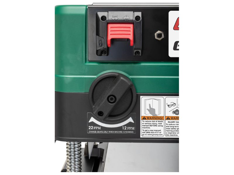 Cepilladora de banco para madera de 15" y 2 HP con cabezal de corte en espiral Grizzly G0999