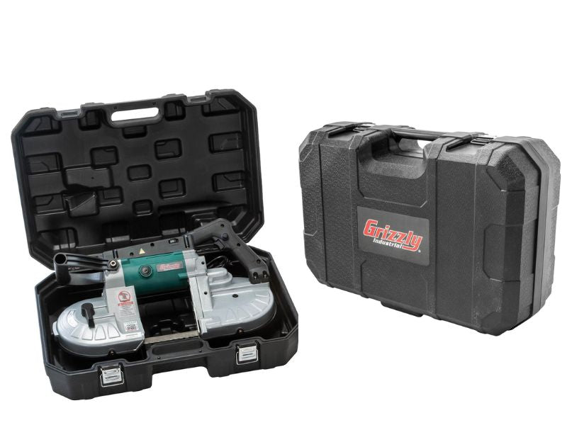 Sierra de cinta portátil para cortar metal de 4-1/2" con soporte Grizzly T34441