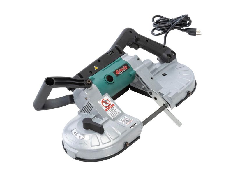 Sierra de cinta portátil para cortar metal de 4-1/2" con soporte Grizzly T34441