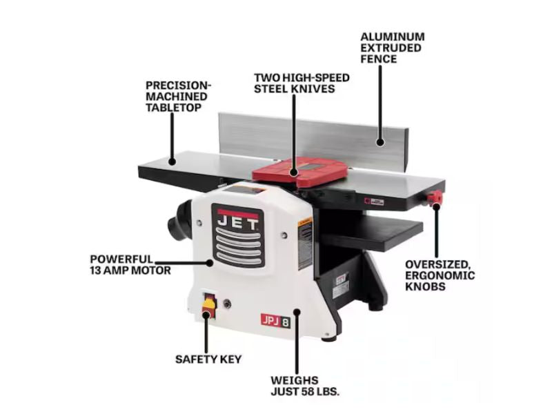 Canteadora cepilladora de 10" y 15 amp 110v con soporte JET JT9-707410