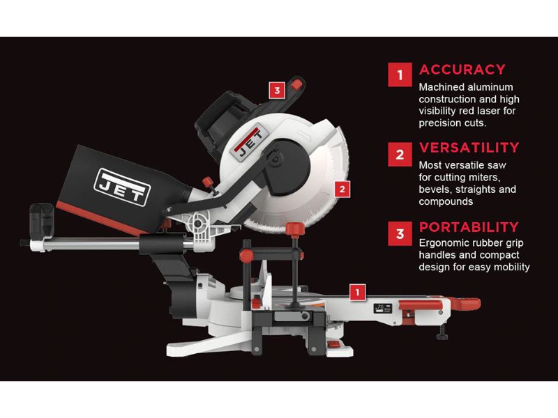 Sierra de inglete de doble bisel deslizante de 12" y guia laser Jet JT9-707212