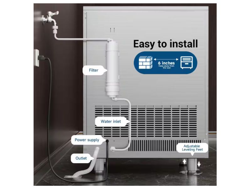 Maquina de hielo comercial de 200 kgs/24 hrs 450 lbs y 120 lb de almacenamiento Mojgar