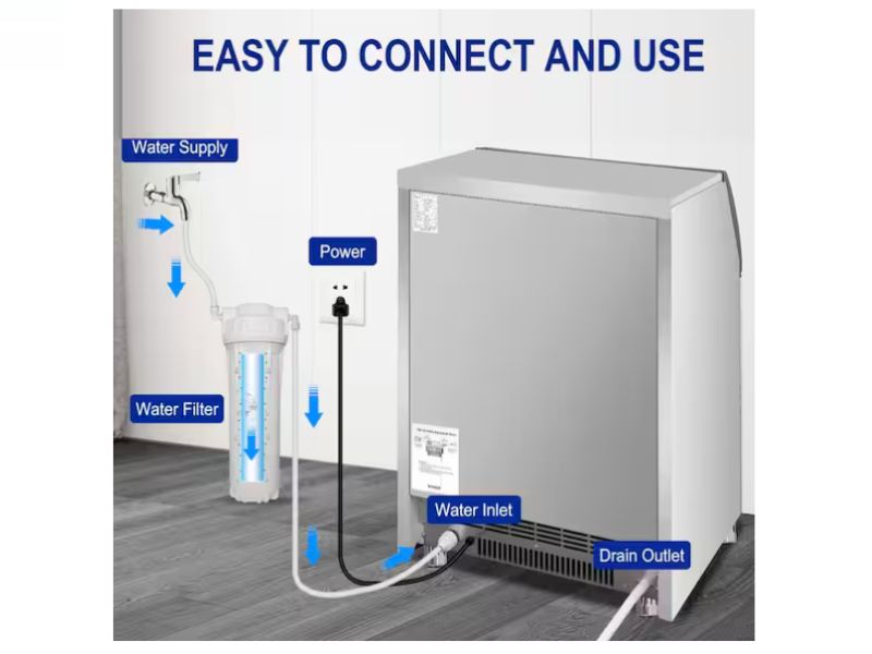 Máquina de hielo comercial de 250 lb/24h con almacenamiento de 77 lbs Velivi