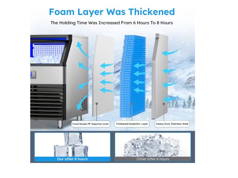 Maquina de hielo comercial de 200 kgs/24 hrs 450 lbs y 120 lb de almacenamiento Mojgar