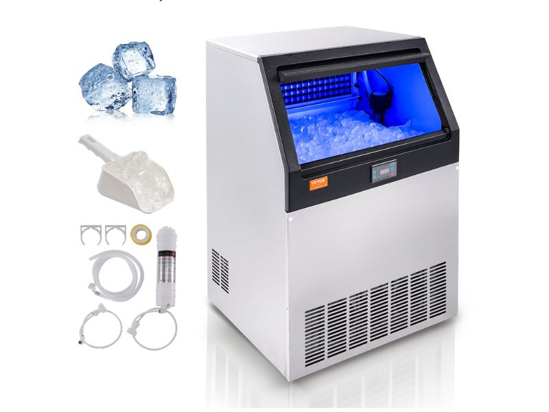 Máquina de hielo comercial de 90 kg/día - 200 lbs/24 hrs Vevor LB200T
