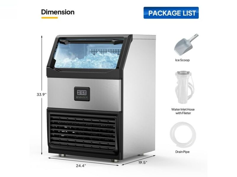 Máquina de hielo comercial de 200 kg/día - 440 lbs/24 hrs Rovsun BT-440