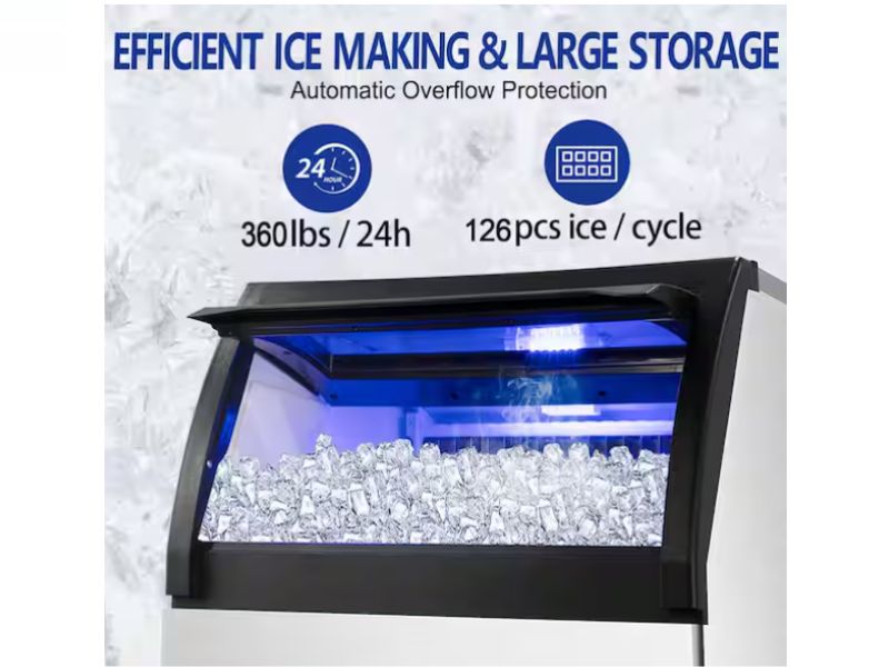 Maquina de hielo comercial de 360 lbs/24 hrs 163 Kgs/dia Velivi