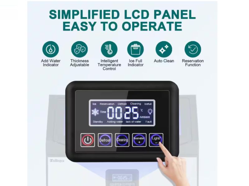 Maquina de hielo comercial de 450 lbs/24 hrs 200 kgs/dia 77 lbs de almacenamiento Velivi