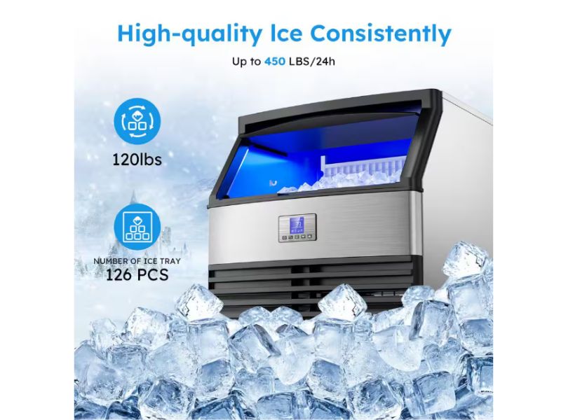 Maquina de hielo comercial de 200 kgs / dia con almacenamiento de 120 lbs Mojgar