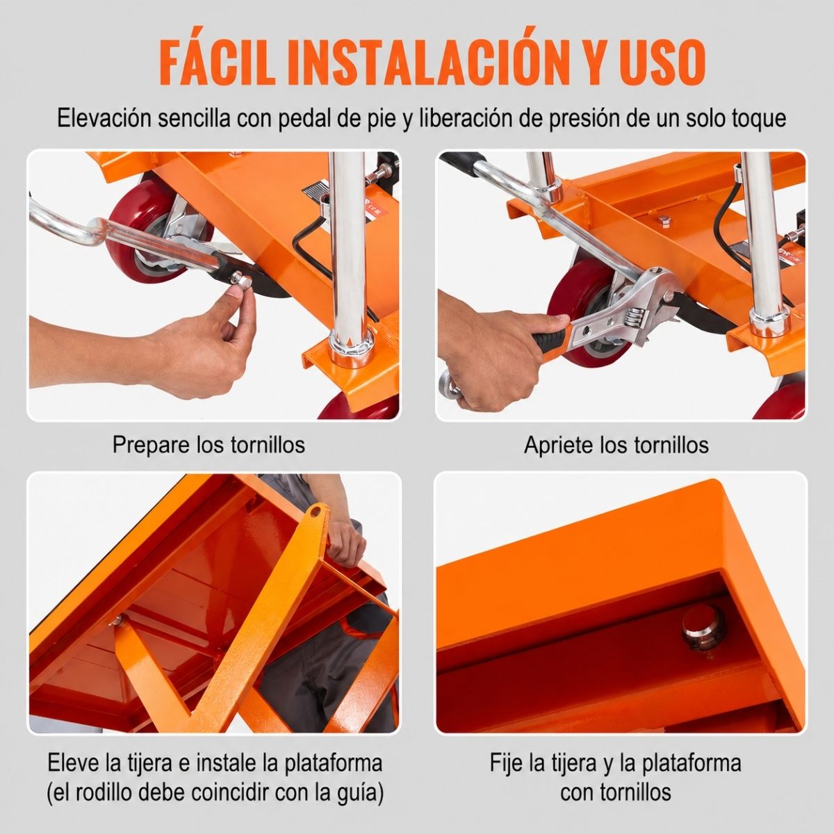 Carro con mesa elevadora hidraulica de capacidad de 1100 lbs / 500 kgs Vevor TFD50