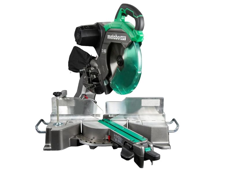 Sierra de inglete deslizante de 12" y 15 Amp doble bisel con linea de sombra Metabo HPT C12RSH3M