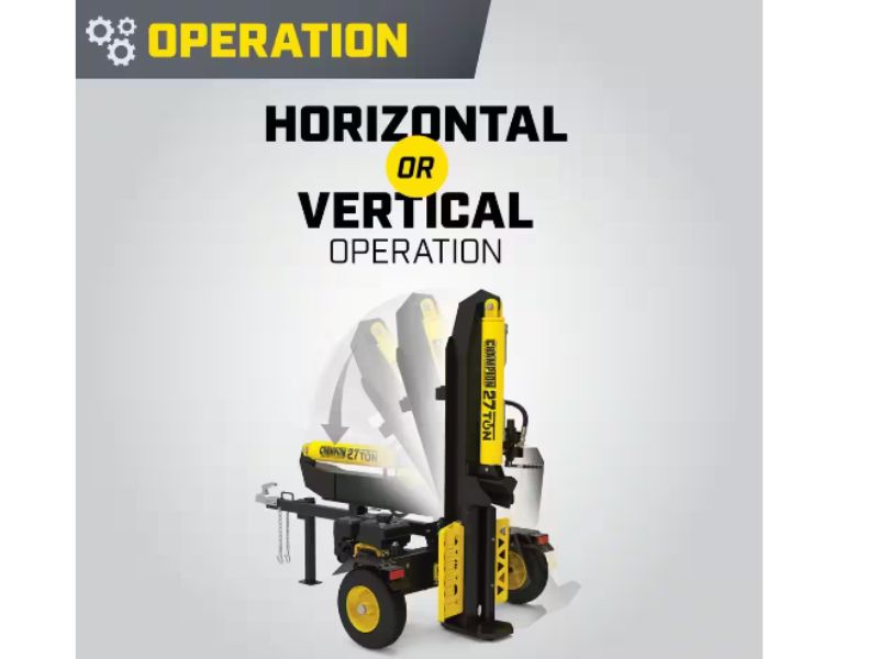 Cortadora de leña troncos horizontal y vertical de 27 Ton 224 cc con retorno automático Champion