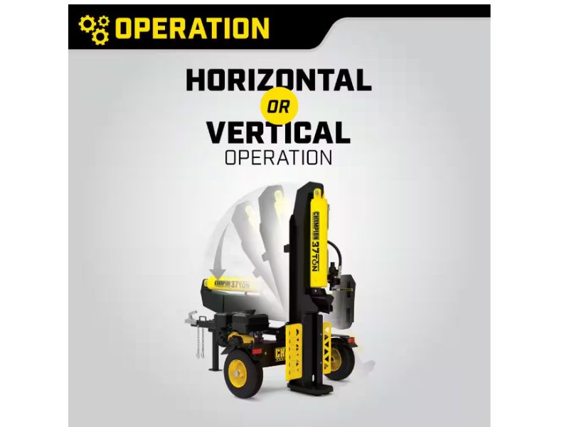 Cortadora de leña partidor de troncos de 37 Ton 338 cc vertical/horizontal Champion
