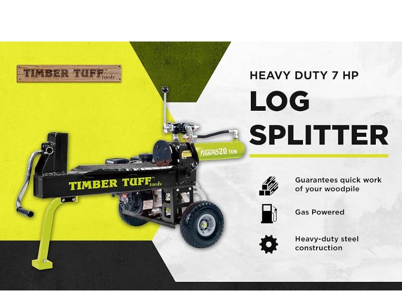 Cortadora de leña y troncos a gasolina de 20 ton y 7 HP Timbertuff