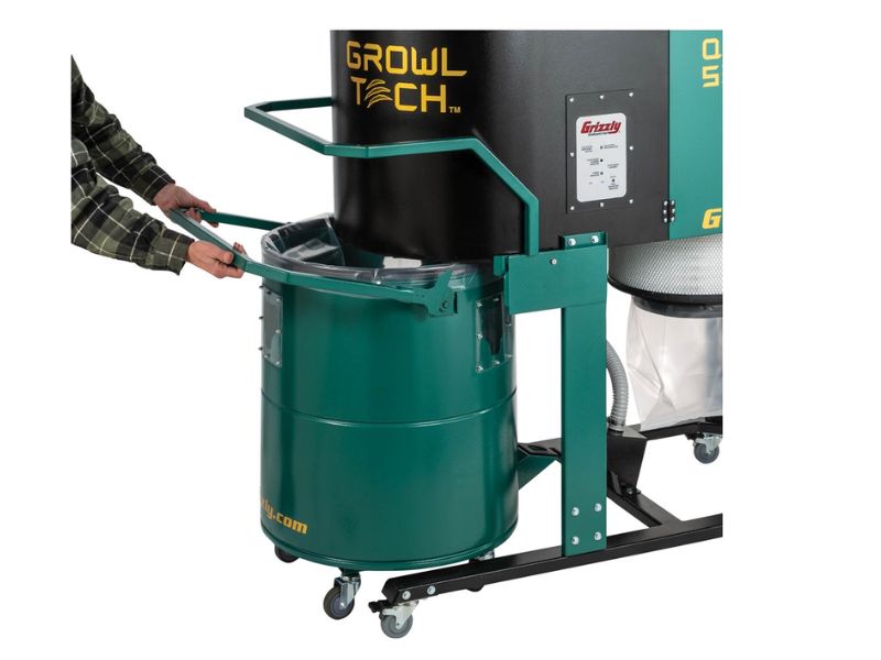 Colector de polvo ciclonico silencioso de 2 etapas 1-1/2 hp Growl-Tech Grizzly G0975