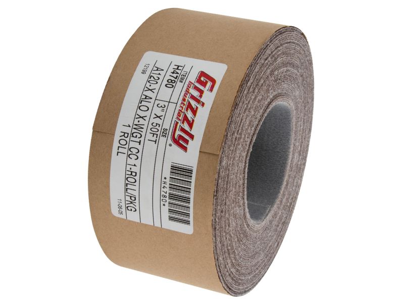 Rollo de lija de 3" x 50' A/O, grano 120, H&L Grizzly H4780