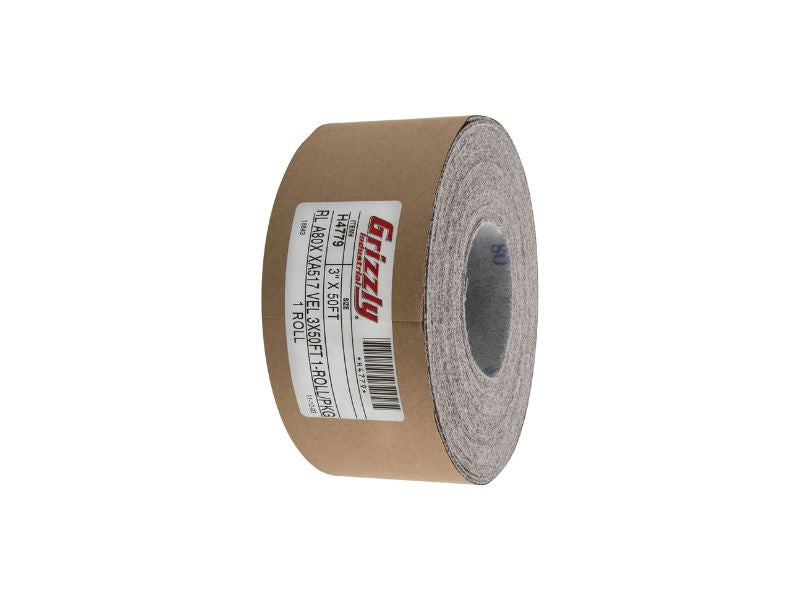 Rollo de lija de 3" x 50' A/O, grano 80, H&L Grizzly H4779